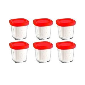 не доступен!!! Баночки, стаканчики 150мл для йогуртницы 6шт красные крышки на XF1001E1 XF100110 SEB